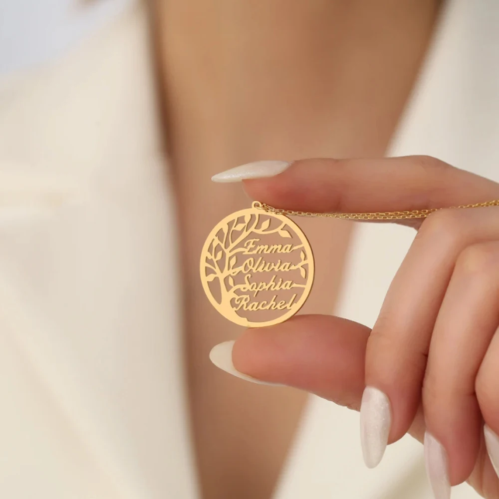 Customized Name Pendant Necklace, Family Member, Family Tree Name Necklace, Mom Necklace as a Gift for Mom