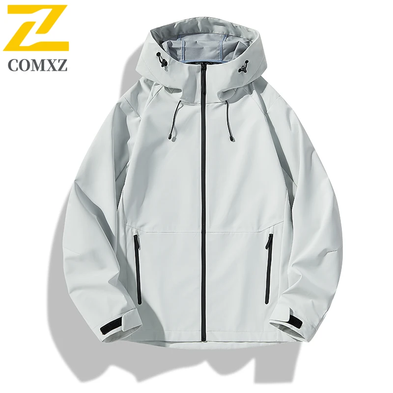 Men HardShell Jacket Windproof Waterproof American style Spring Autumn Outdoor Parka with Breathable Membrane Reflective Strips