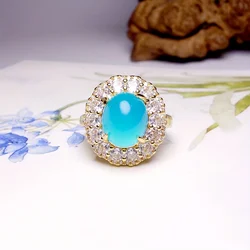 Blue Agate Unisex Luxury Declaration Ring - Adjustable Simple Fashion Jewelry (Blue)