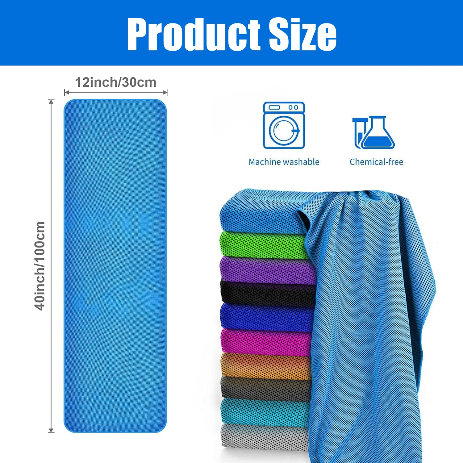 5Pack Cooling Towels, Sweat Towels Cooling Towels for Neck and Face,  Yoga, Camping, Running, Fitness, Workout & More Activities 5