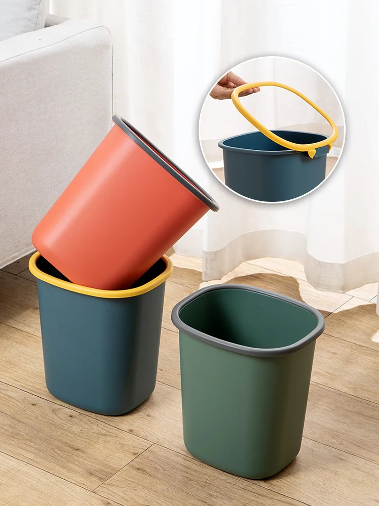 

Large Cute Trash Can Kitchen Plastic Garbage Bin Cleaning Tools Simple Bathroom Waste Bin Living Room Poubelle Home Products