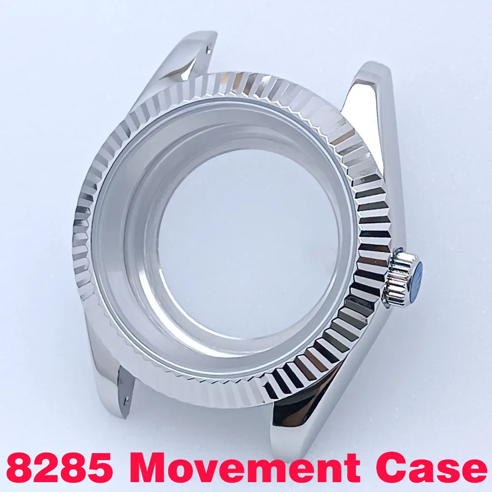 40mm Case 8285 Movement Components Stainless Steel Case Sapphire Crystal Glass /20mm Strap Watch Accessories