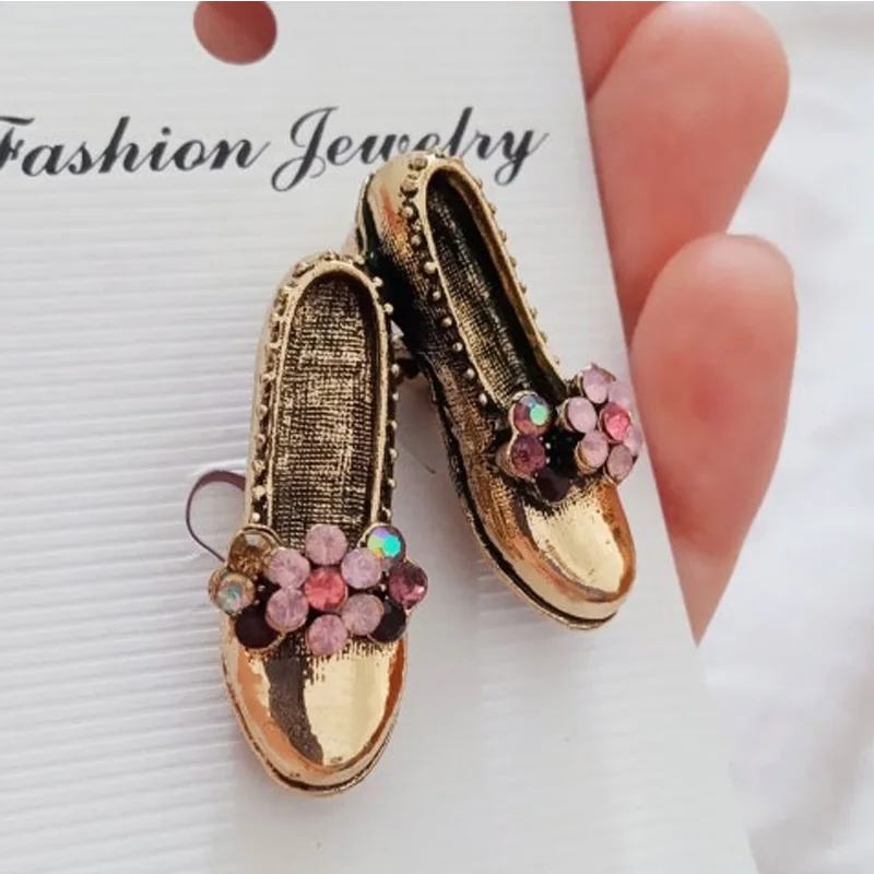 Vintage Pink Rhinestone Brooch Rhinestone Shoes Brooch Pins