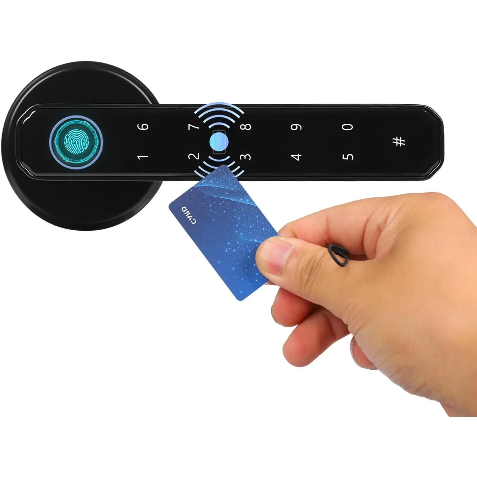 4-in-1 Smart Lock Door Handle Electronic Keyboard Password Bluetooth Lock Supports Fingerprint, Password, IC Card, Key Unlocking