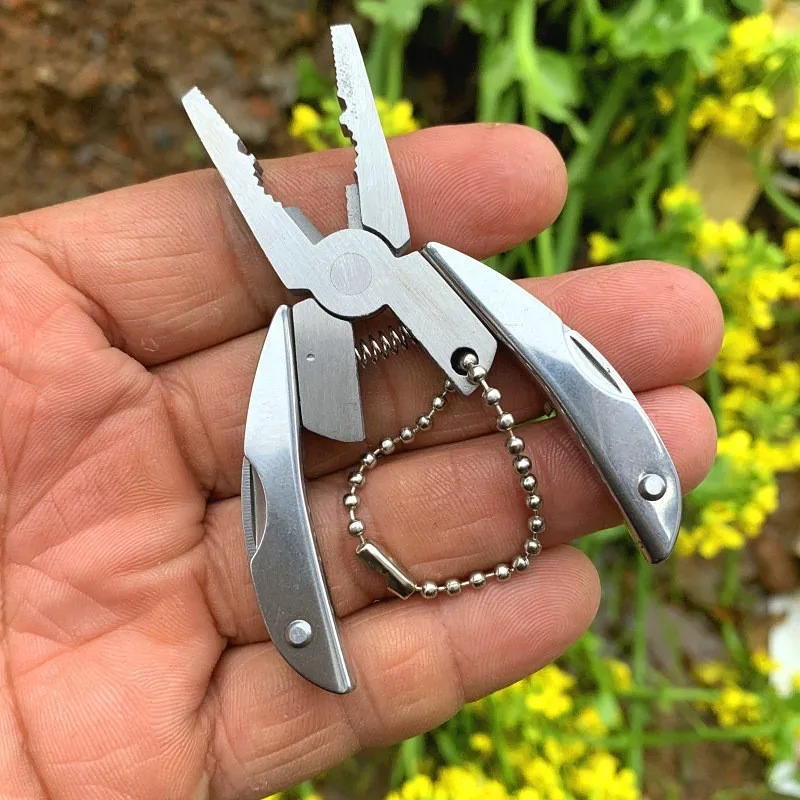 Mini Keychain 6in1 Multitool Plier Adjustable Wrench Carry Case Multifunctional All In One - Wire Strippers Phillips Screwdriver