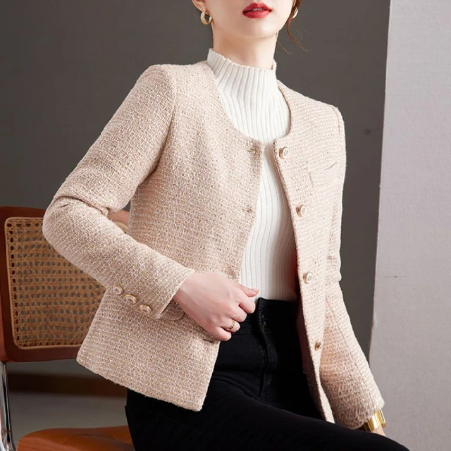 Autumn Winter Small Fragrant Tweed Jacket Coat Women Vintage Woolen Short  Coats Streetwear Elegant Casual Slim Outwear Crop Top - AliExpress