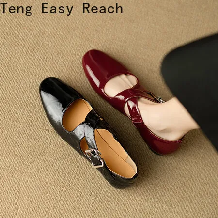 Retro Thick Heel Buckle Mary Jane Shoes Women Spring 2024 New Shallow Flat Shoes Women.
