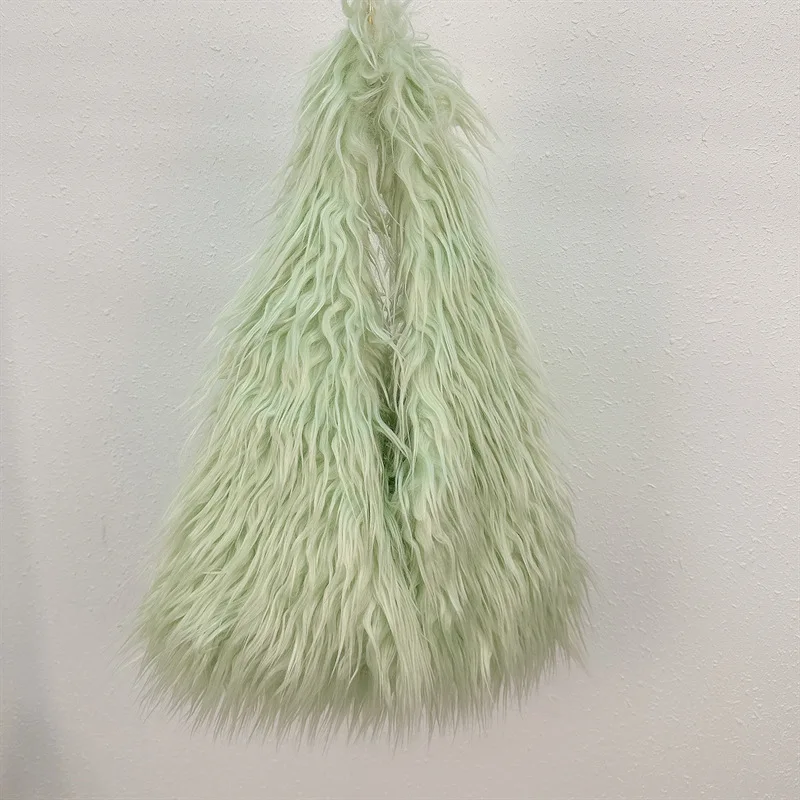 Bolsos de hombro peludos y esponjosos para chicas Kpop Y2k para mujer, tendencia de lujo, bolso de mano grande de piel sintética de diseñador, bolsos Harajuku