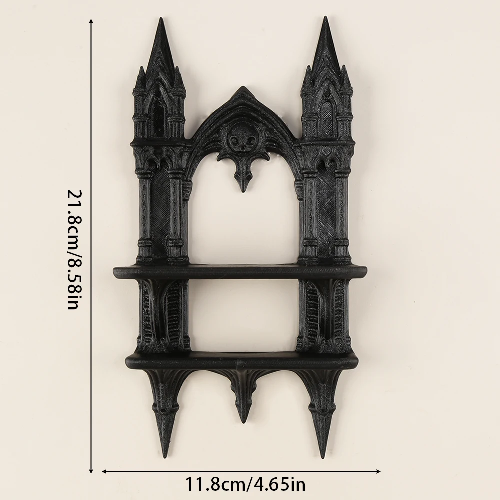 Gothic Castle-Style Wall-Mounted Shelf in Black