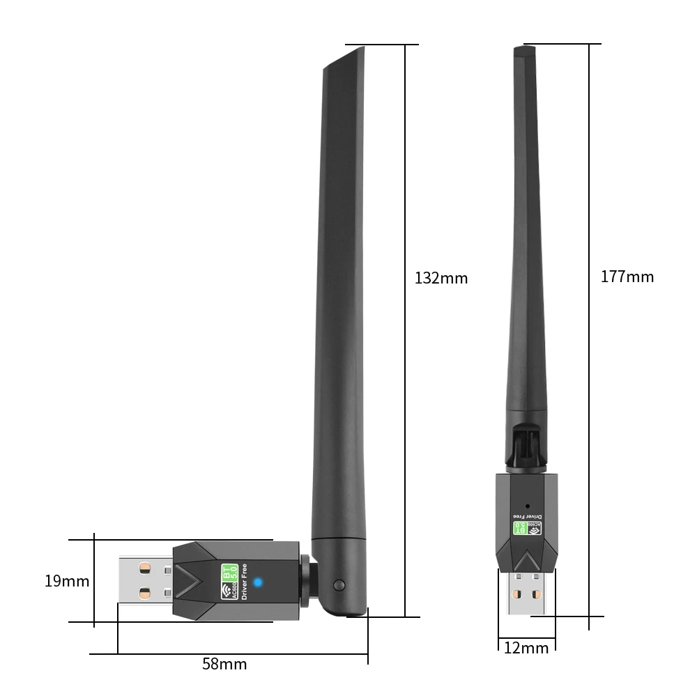 600Mbps USB WiFi Adapter Bluetooth 2 w 1 karta sieciowa dwuzakresowy 2.4G 5GHz antena wi-fi Mini akcesoria PC bezprzewodowy odbiornik
