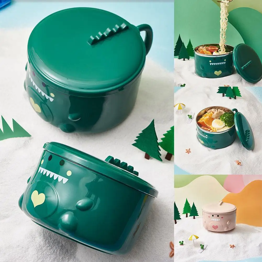 1200ml Cute Ramen Bowl Lunchbox Instant Noodles Food Container Steel Student Portable Bento Box Microwave Tableware | Дом и сад
