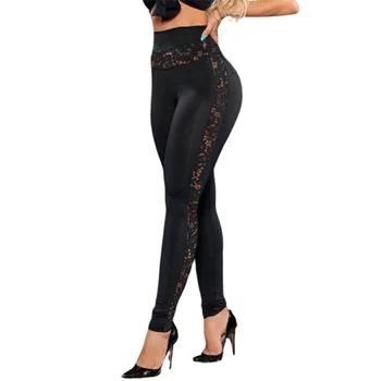 Summer pure color lace patchwork buttocks yoga pants leggings leggings leggings 1
