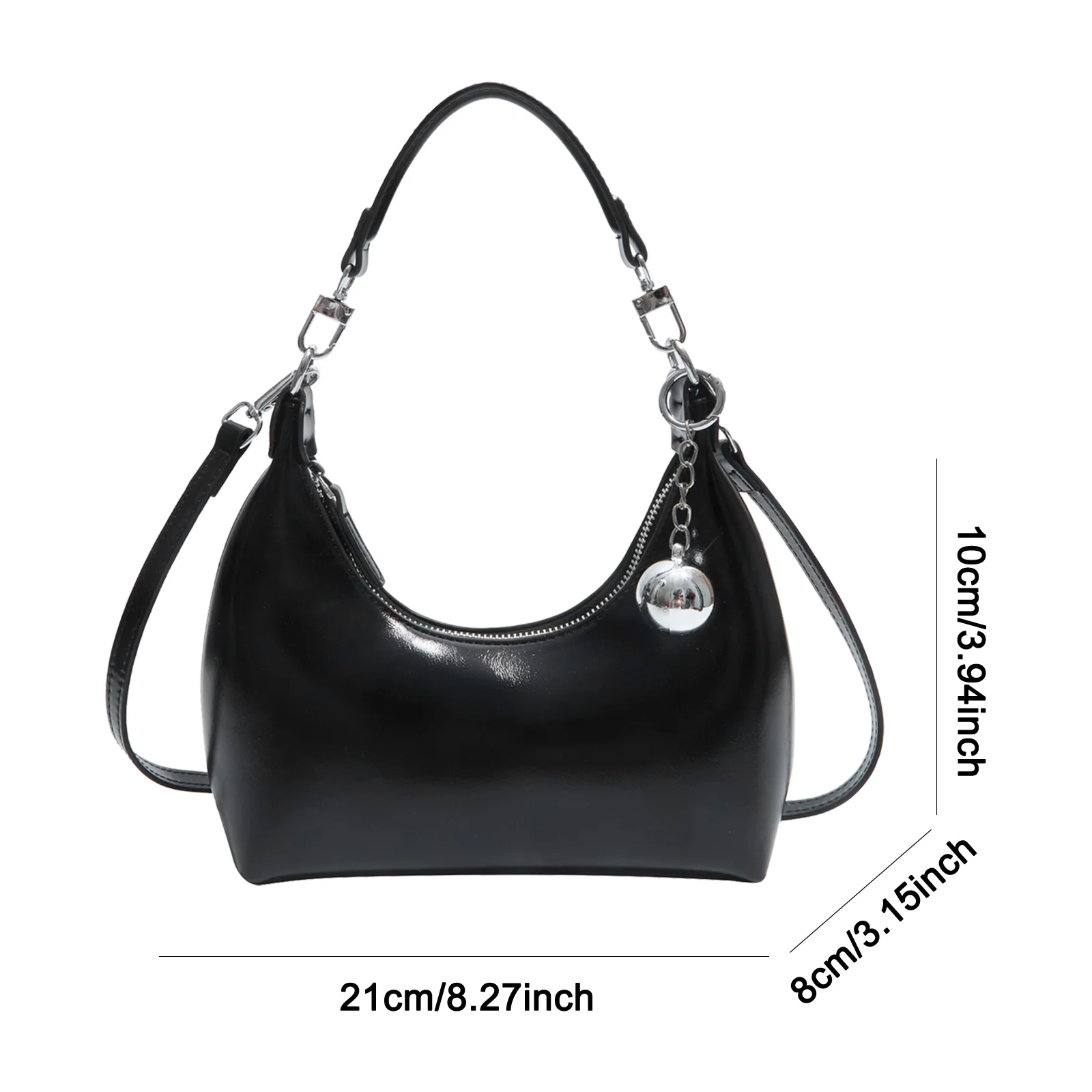 Crescent Handbag Trendy Hobo Bag with Zipper Crossbody Bag Underarm Bag for Women Work Shopping Travel