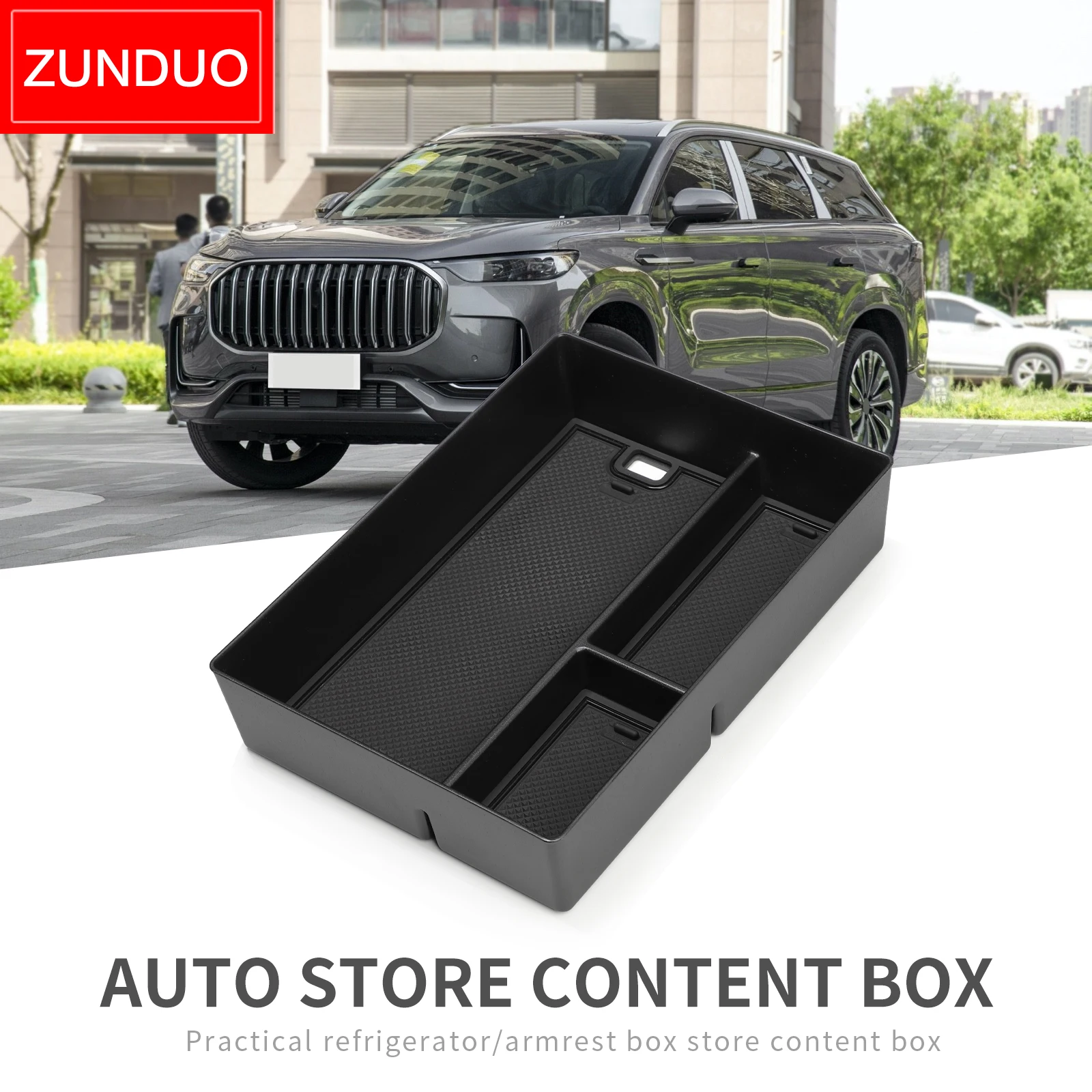 

Подлокотник ZUNDUO для автомобиля Chery Tiggo 9, центральный подлокотник, центральный поднос для хранения, органайзер, аксессуары для интерьера, черный