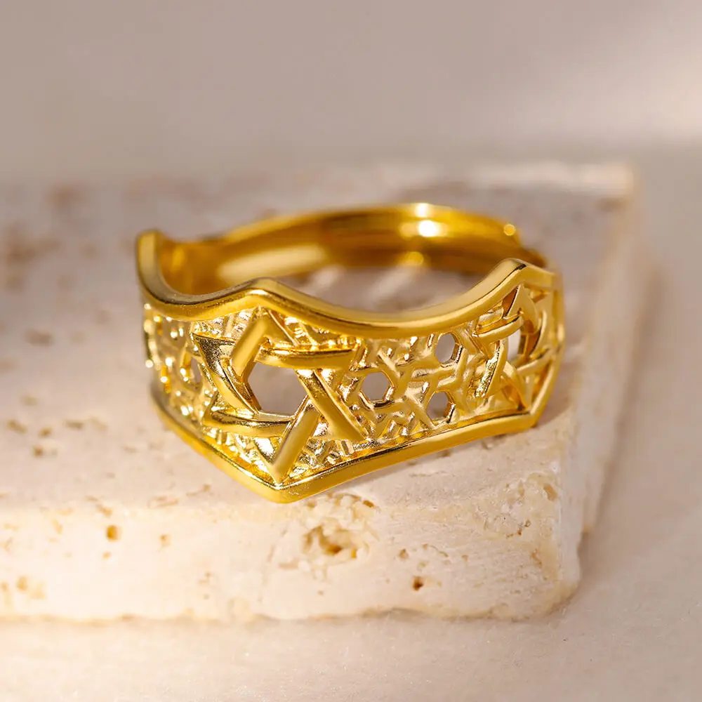 Stainless Steel Star Rings for Women Gold Color