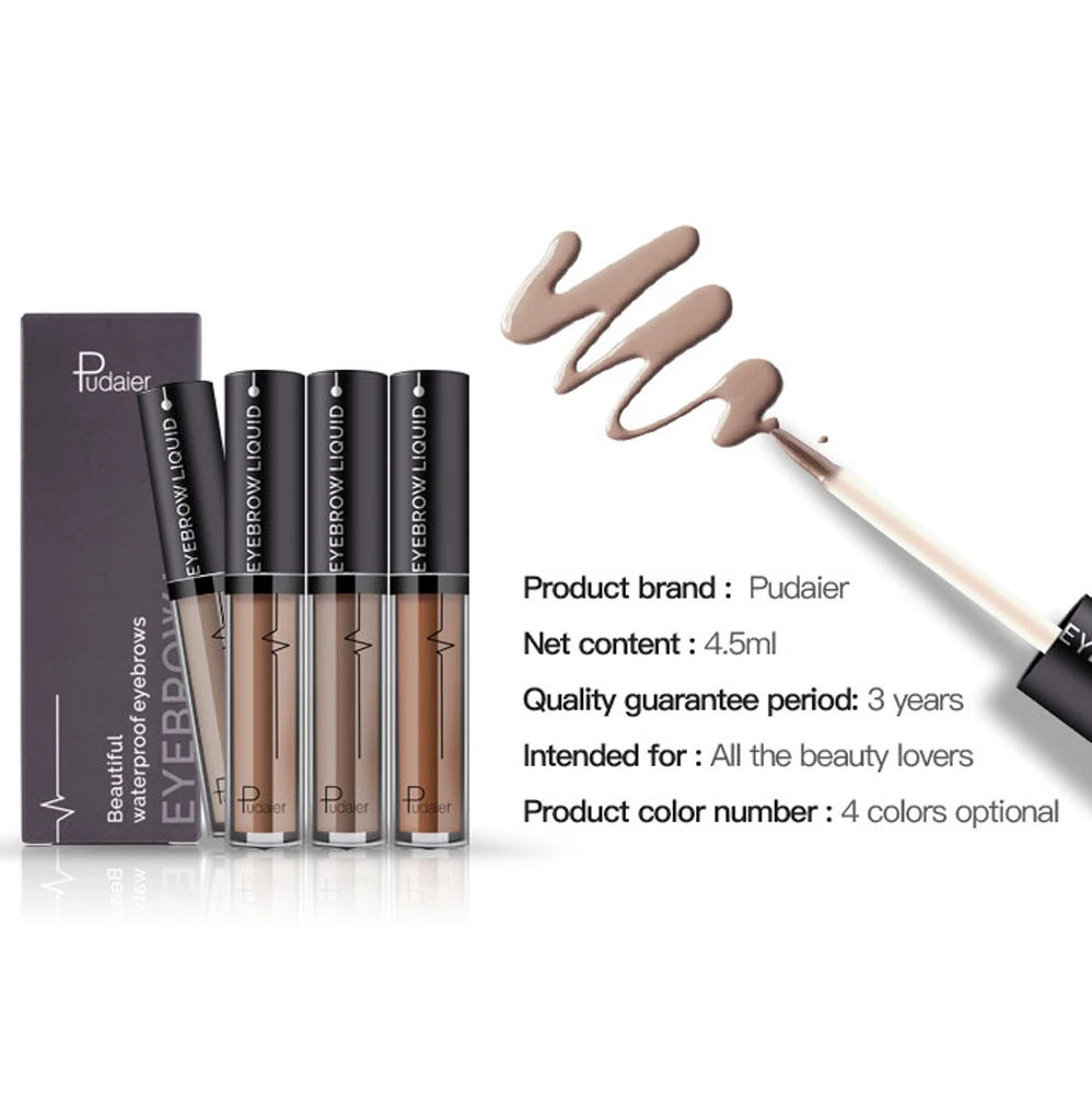 Pudaier 4 Color Waterproof Long Lasting Eyebrow Gel Set Makeup Coffee Black Brown Paint Eye Brow Gel Tint Make Up for Miss Women 4