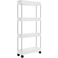 YSSOA Rolling Storage Cart, 4 Tier Slim Mobile Shelving Unit for Storage,360° Rotating Wheel Lockable Utility Cart,Great for Off 1