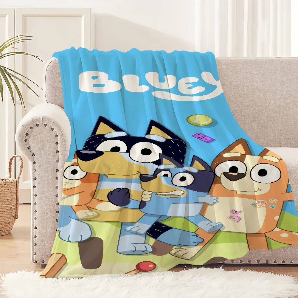 Cartoon Cute B-Bluey-S Dog Blanket Soft Plush Nap Sofa rug for Living Room Warm Office Bedroom Birthday Home Travel Kid Gifts 6