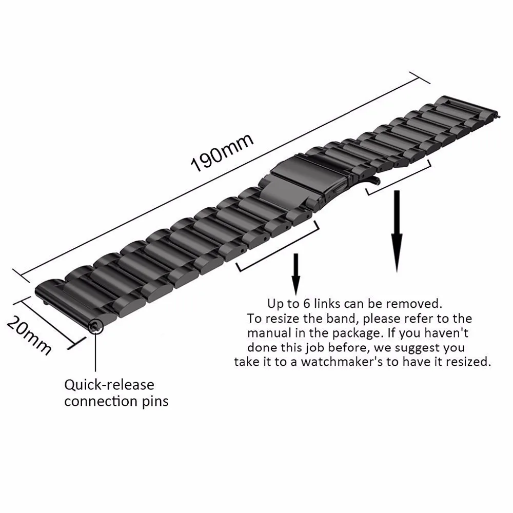Steel Strap - Stainless Steel Watchband Bracelet in Metal Finish