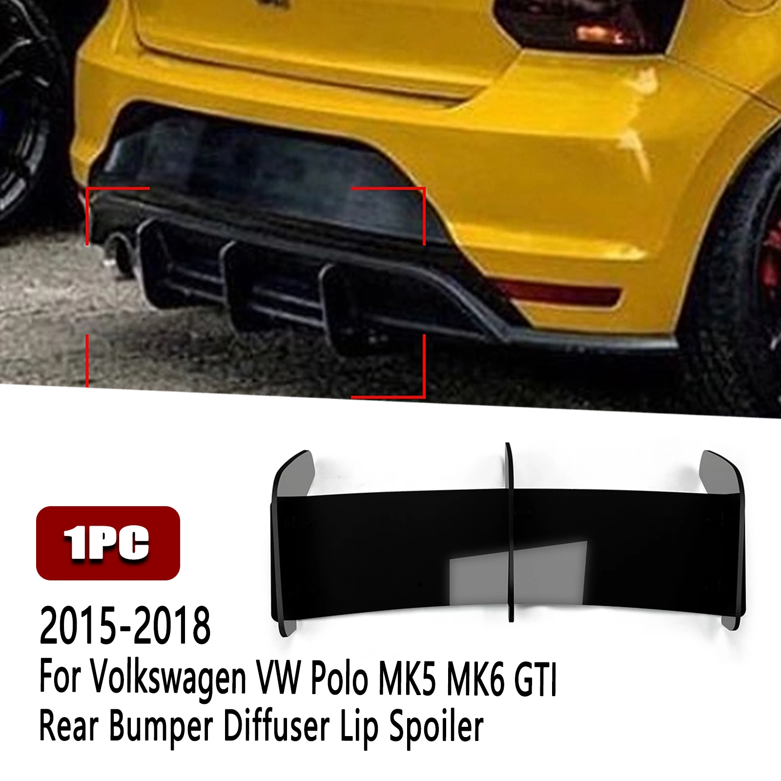 Per Volkswagen Vw Polo Mk5 Mk6 Gti 2015-2018 Solo Paraurti Posteriore Diffusore Lip Fin Splitter Car Lower Boot Guard Spoiler Plate Trim