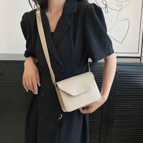 트렌디 한 여성 가방 여성을위한 빈티지 Crossbody 가방 PU 가죽 간단한 솔리드 컬러 플랩 메신저 가방 디자이너 핸드백 파우치 5