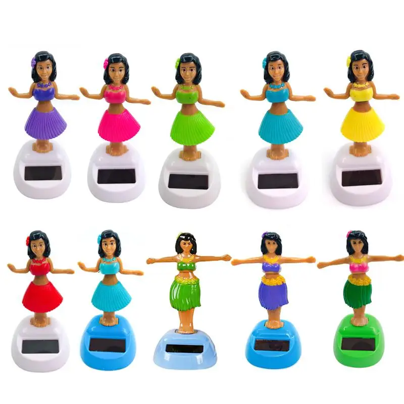 Solar Car Toy Car Decoration Dancing Doll Car Accessories Solar Power Toy Shaking Head Hawaii Swinging Animated Girl Ornament Car-styling