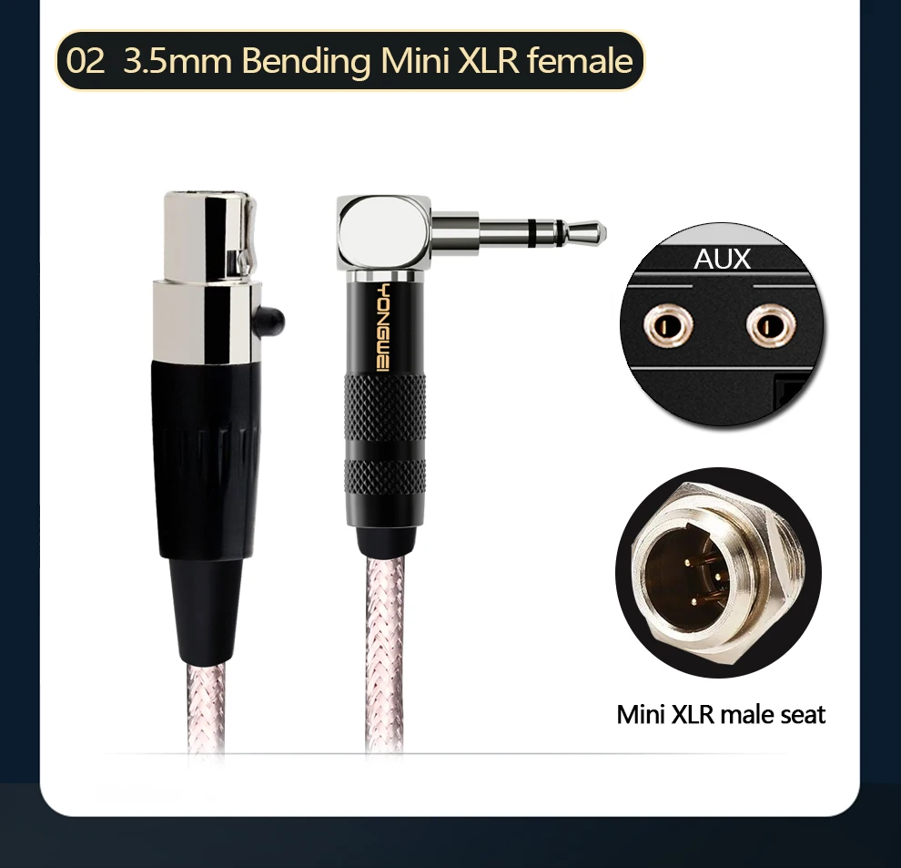 YONGWEI Jack 3.5mm 1/8 to 3-Pin Mini XLR Cable TRS 1/8 Inch Aux Stereo Male to Mini XLR Female Audio Adapter Cable for AKG K550