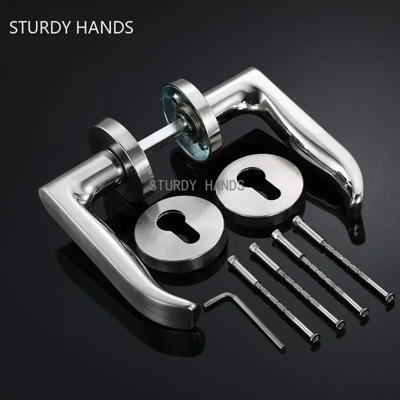 Door Handles 1set Stainless Steel Universal Door Knob Bedroom Split Door Lock Handle for Interior Doors