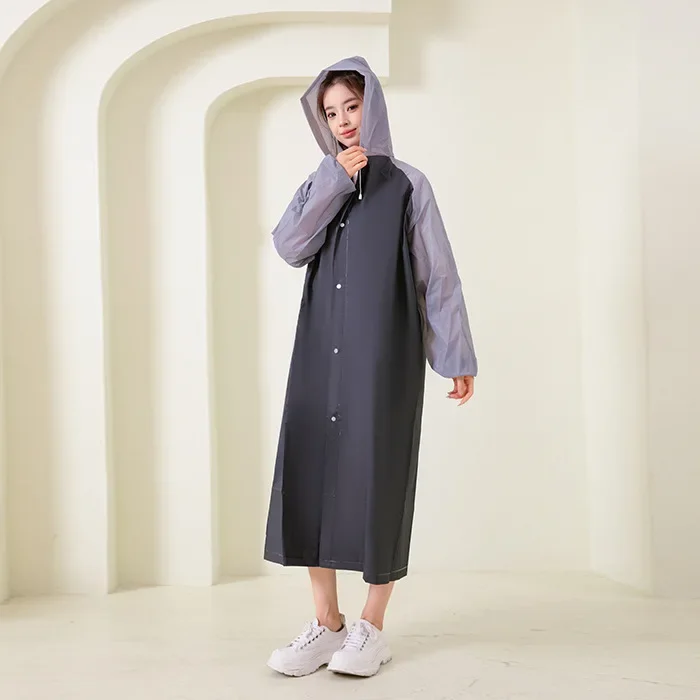 Adult Long Raincoats EVA Impermeable Waterproof Rain Coat Women Outdoor Rain Gear Travel Hooded Poncho for Fishing Camping