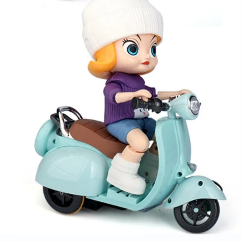 Labubu Doll Mini Electric Motorcycle for Labubu Toy Monsters Dolls Accessories Electric Rotating Sound and Light Children's Toy 5