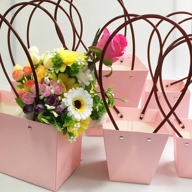 Wedding Decoration Portable Flower Basket Waterproof Paper Handy Gift Bag  Handbag Rose Flower Gift Box Diy Bouquet Packaging - Gift Boxes & Bags -  AliExpress