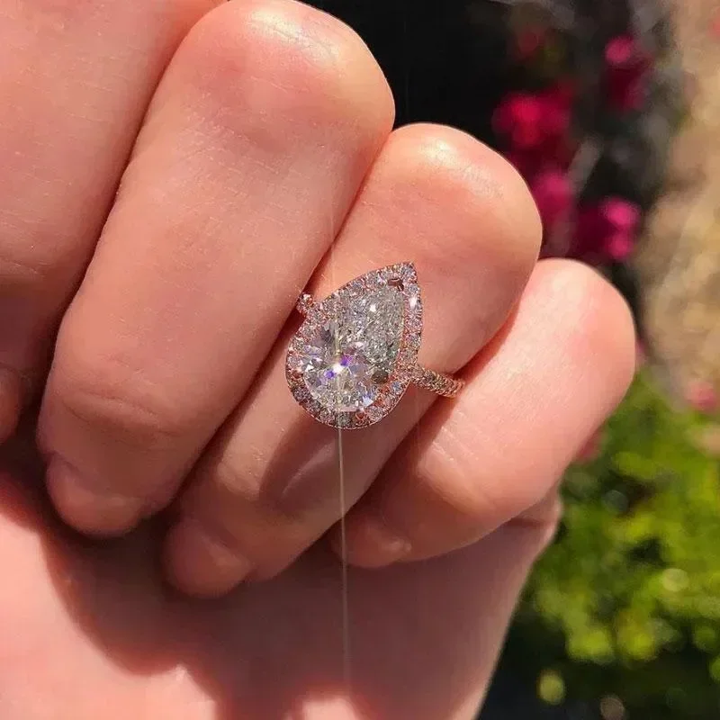 Wedding Rings Womens Ring Jewelry Rings Ring Jewelry Cubic Zircon Ring Water Droplet Shaped Zirconia Proposal Ring Lady Wedding Party Accessories Temperament Jewelry for Engagement Ceremony