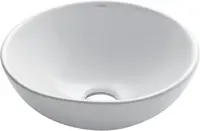 KRAUS Elavo Round Vessel White Porcelain Ceramic Bathroom Sink, 16 inch KCV-141 1
