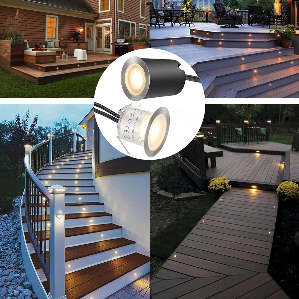 Lampe de terrasse LED encastrée basse tension étanche IP67, lumière EDF de jardin, lumière de paysage d'escalier en acier inoxydable, DC 12V