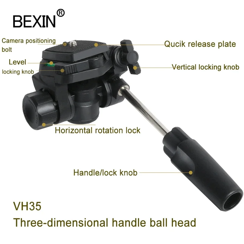 BEXIN Ball head universal three-dimensional fluid handheld video shooting panoramic tripod head for dslr camera monopod tripod