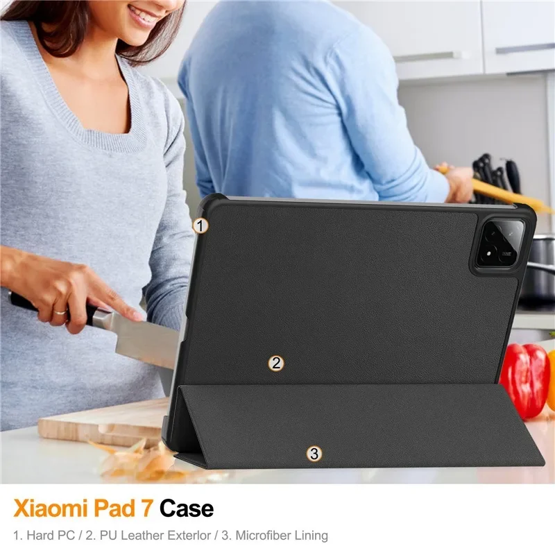 Elegant Tri-Fold Magnetic PU Leather Tablet Stand Cover