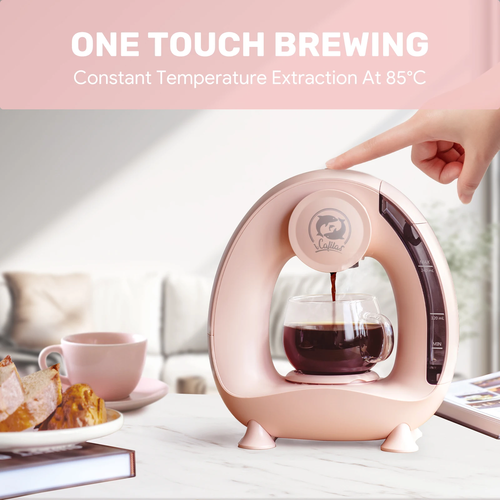Pink 2-in-1 Capsule Coffee Machine - آلة قهوة كبسو...