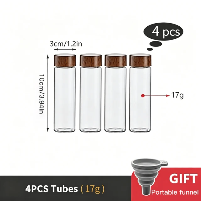 Glass Coffee Bean and Tea Storage Tube - Espresso Accessory and Barista Tool Gift Set