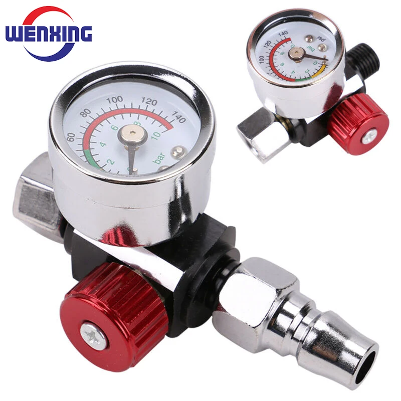 WENXING High Quality Spray Paint Gun Air Regulator Gauge & Adapter Pneumatic Spray Gun Accessories adjustable miter gauge angle plate ruler table saw guide miter gauge woodworking tools replacement accessories for carpenter