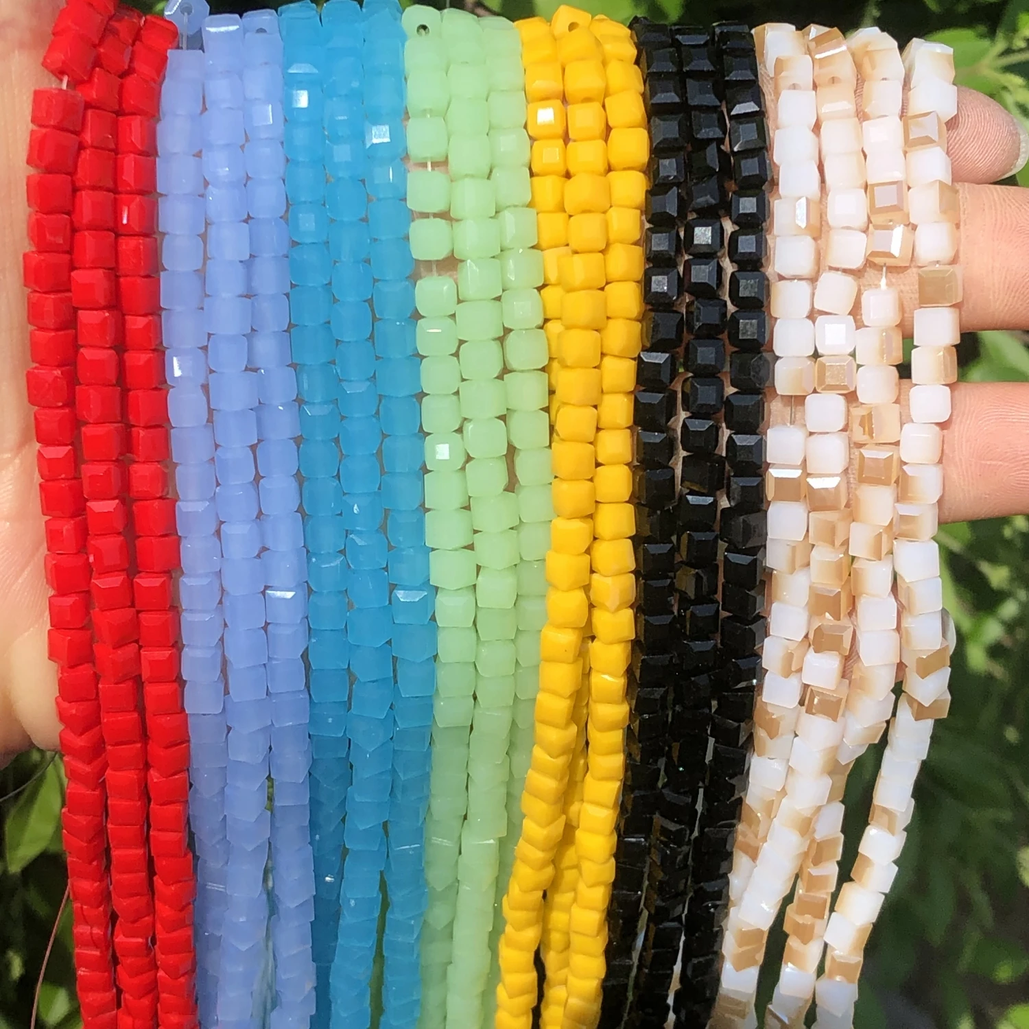 Glass Square Beaded 4mm Faceted Crystal Cube Beads Crafts Chunky Spacers  For Jewelry Making DIY Bracelets Accessories 95-98pcs - AliExpress