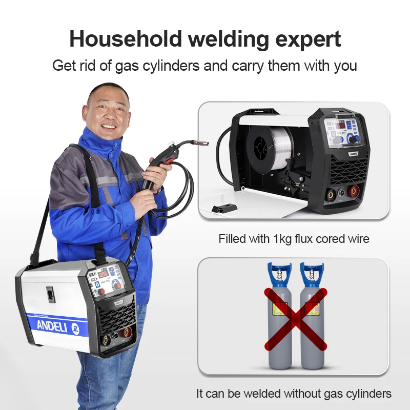 Small household 220V electric welding machine semi-automatic welding machine Airless flux cored wire inverter 1KG capacity weldi 3