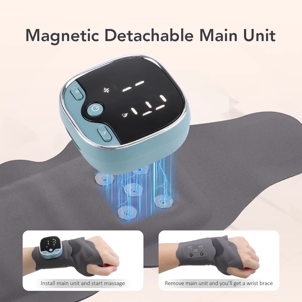 New Electric Cordless Wrist Massager 3 Levels Hot Compress Heated Wristband for Tenosynovitis Vibration Heating Wrist Brace
