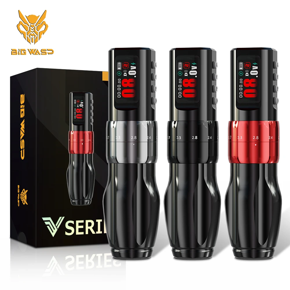 BIGWASP Wireless Tattoo Machine 2.0-4.2mm Stroke Adjustable 2000mAh Battery Coreless Motor Pen tattoo pen