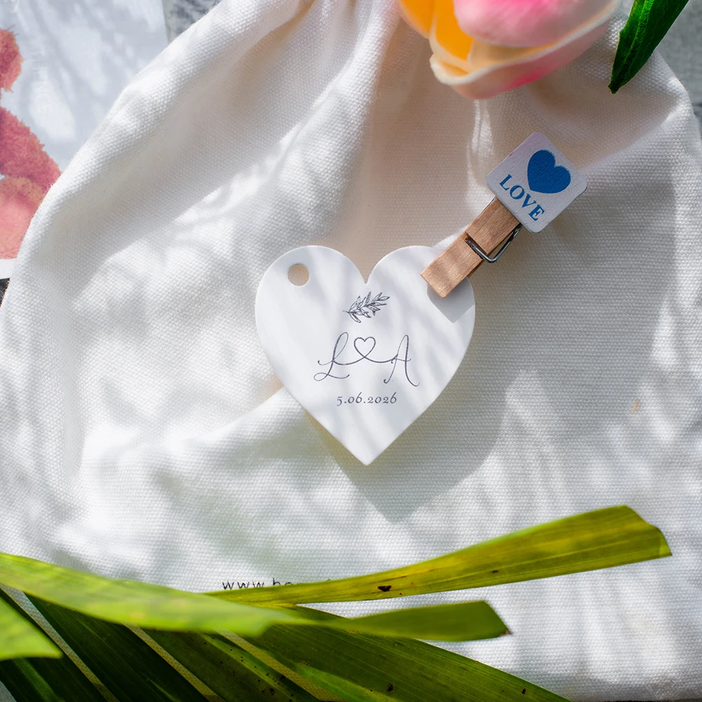 Gold Heart tags Customize your first letter of name Wedding Invitations Hang Tags For Handmade Items Personalized Card