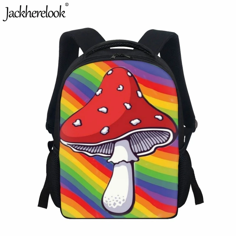 

Jackherelook New School Bags for Children Fashion Mushroom 3D Printing Design Bookbags Kindergarten Kids Casual Travel Backpacks