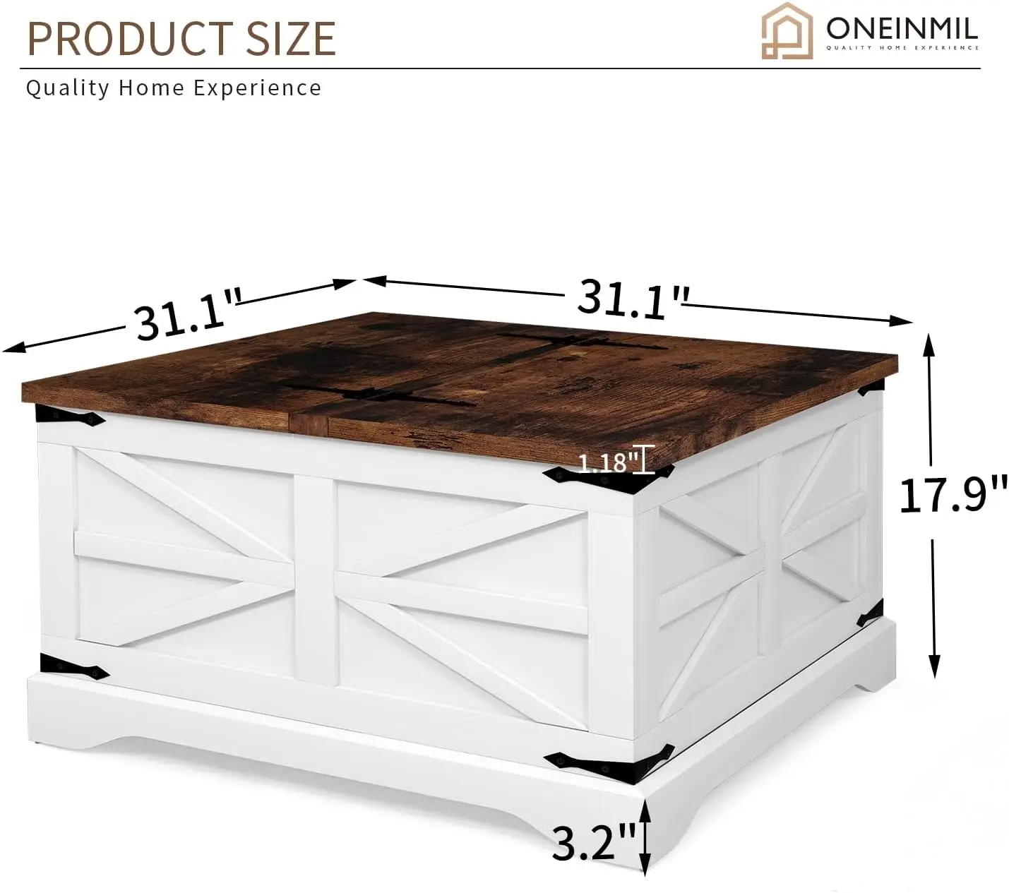 3-Piece Farmhouse Table Set Includes 31” Coffee Table and Side Tables with Storage Space, Retro Tables for Living Room, White