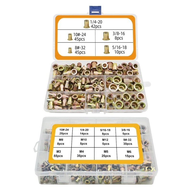 

150/230Pcs 8#-32 10#-24 1/4-20 5/16-18 3/8-16 SAE & Metric Rivets Nut Drosphip