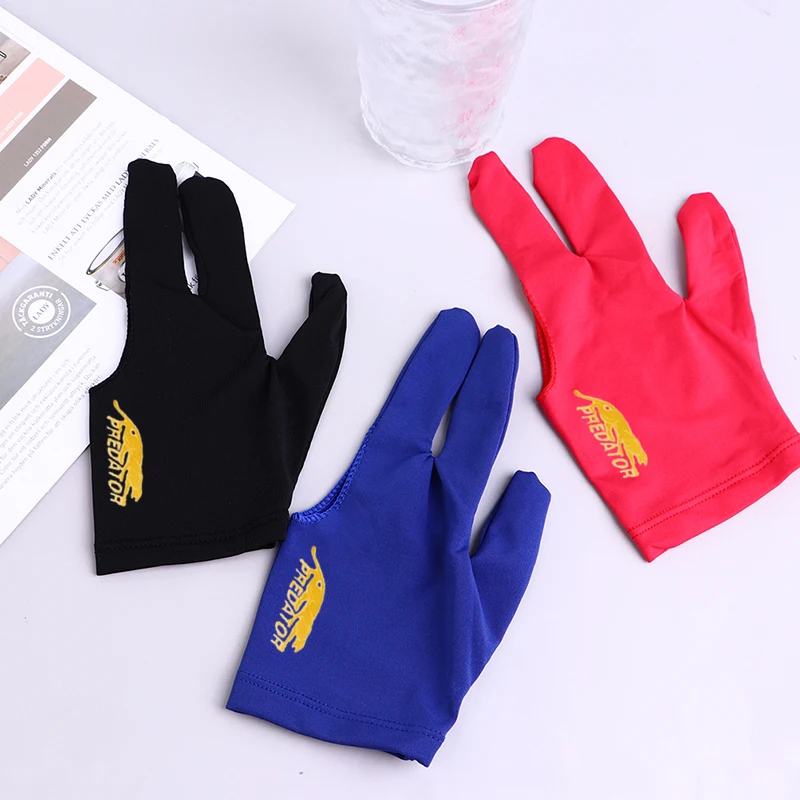 Тренировочные Нескользящие бильярдные перчатки для начинающих, снукер с тремя пальцами, блестящие перчатки для левой руки из лайкры