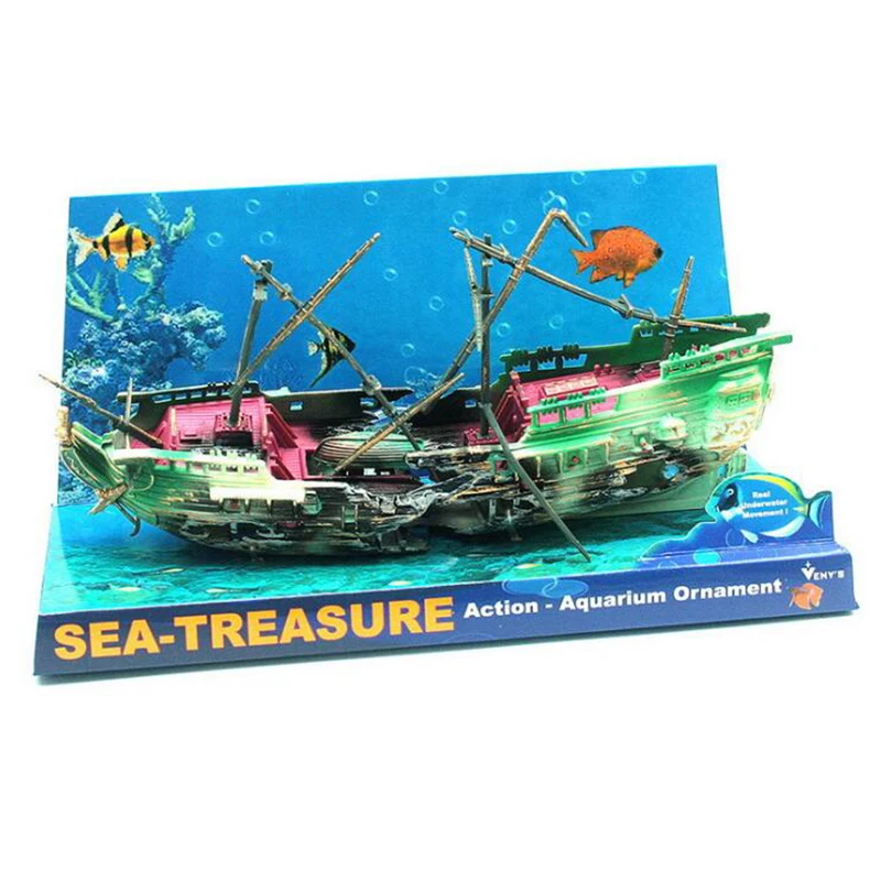 Aquarium Decoration Boat Shipwreck for Fish Tank