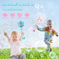 VATOS Bubble Wands X2 for Kids Auto Snowflake Bubble Blower Light & Music Bubble Machine with 2 Windmill Outdoor Toy Girls Boys 2